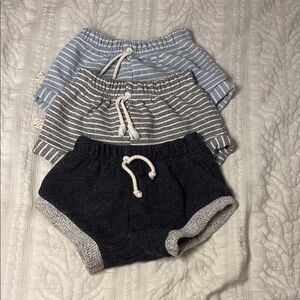 Kids Soft Knit Shorts - Navy, Gray & Light Blue Stripe - Unbranded